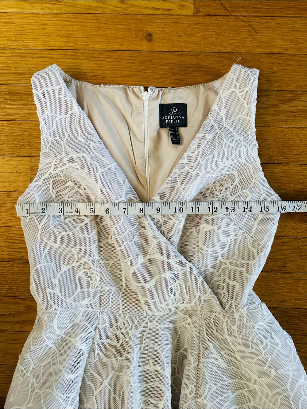 Adrianna Papell Bonded Mesh High-Low Dress - White & Blush - Wedding - Picture 14 of 16